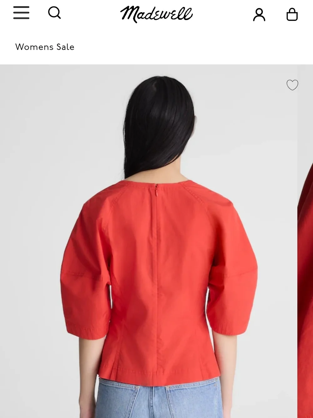 Madewell NWT Sculptural V-Neck Puff Sleeve Top - Women